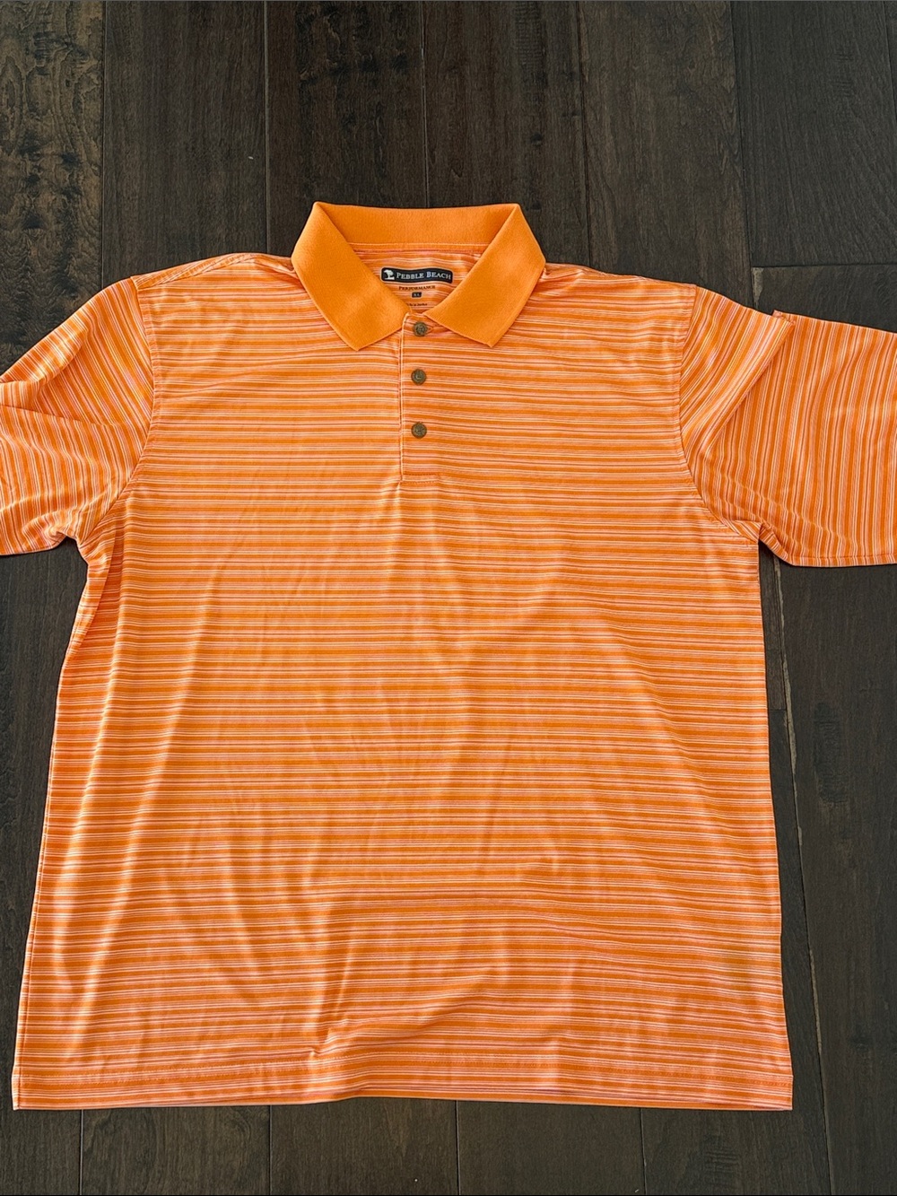 Pebble Beach Orange Golf Striped Polo with Contrast Collar! Worn one time!